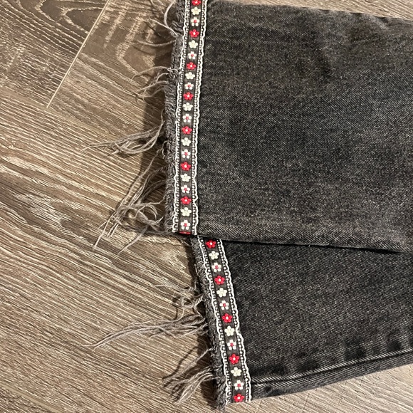 vintage embroidered jacquard mom jeans - Picture 2 of 4